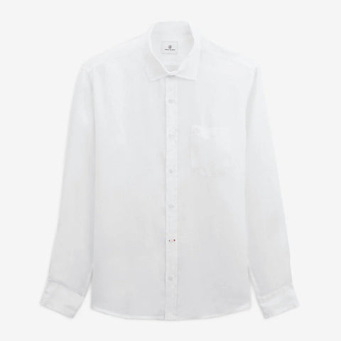 Solid Linen Shirt L/S: White