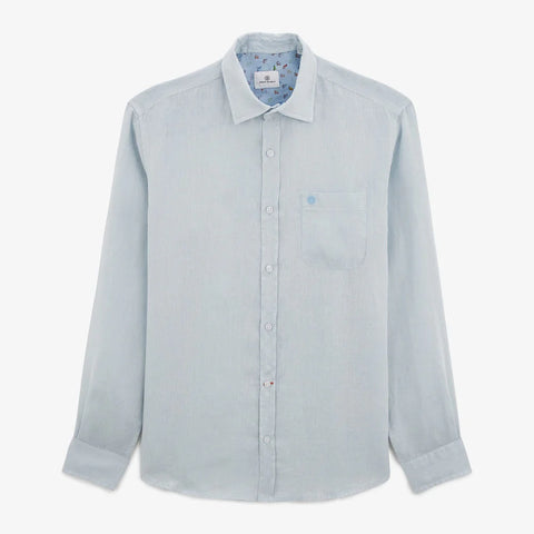 Solid Linen Shirt L/S: Sky Blue