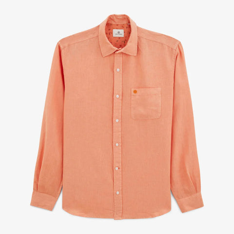 Solid Linen Shirt L/S: Coral