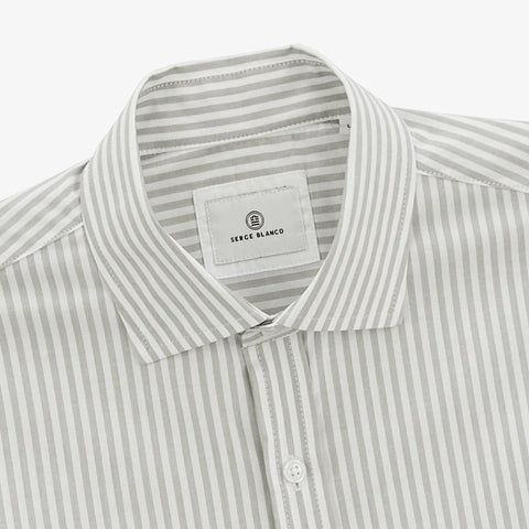 Striped Charles Shirt L/S: Putty