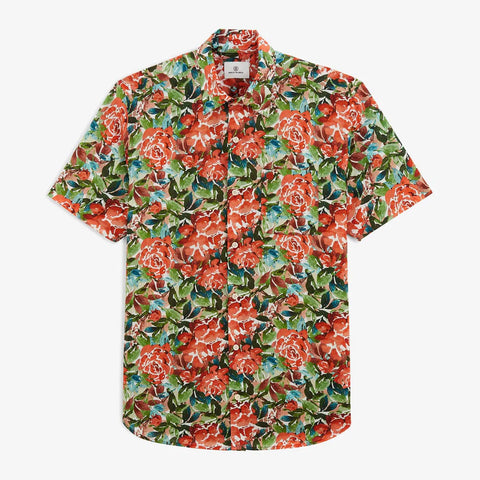 Wild Rose Print Charles Shirt S/S: Mint
