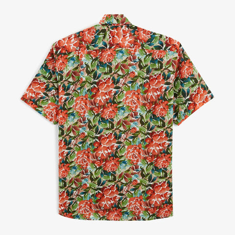 Wild Rose Print Charles Shirt S/S: Mint