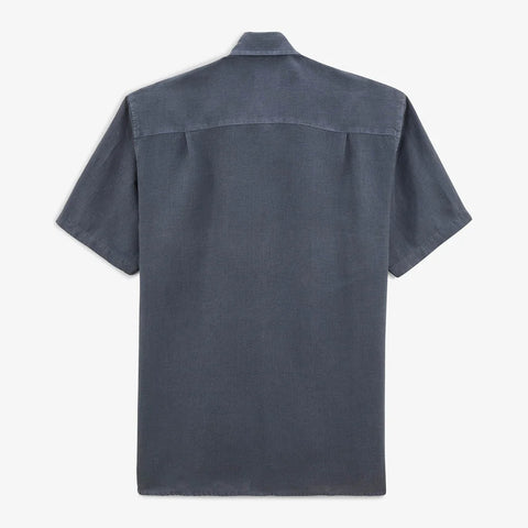 Solid Linen Shirt S/S: Denim Blue