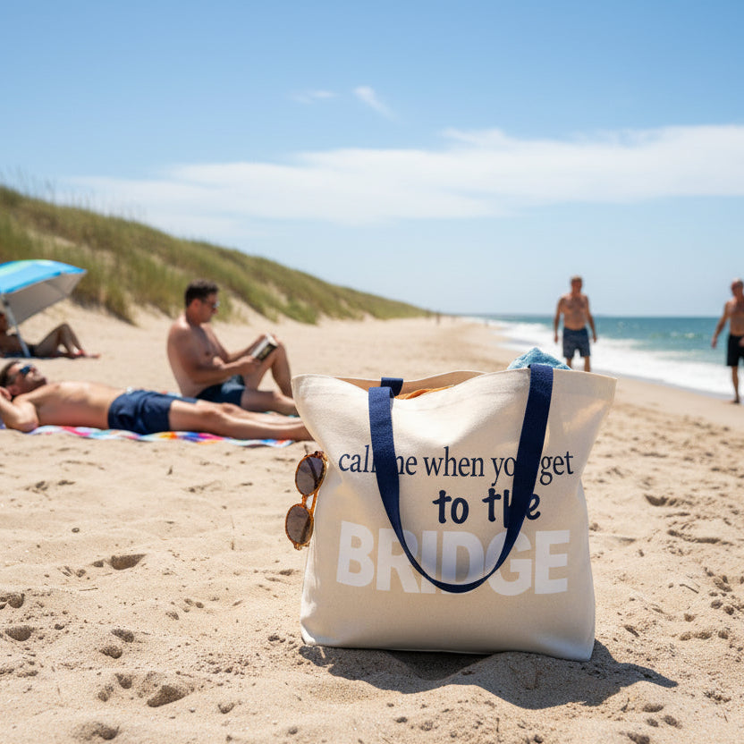 "call me when you get to the BRIDGE" Tote Bag: Natural