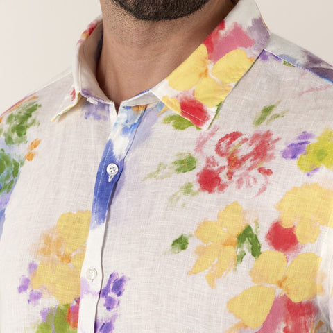 Floral Print Linen Diego Shirt L/S: Multi
