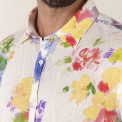 Floral Print Linen Diego Shirt L/S: Multi