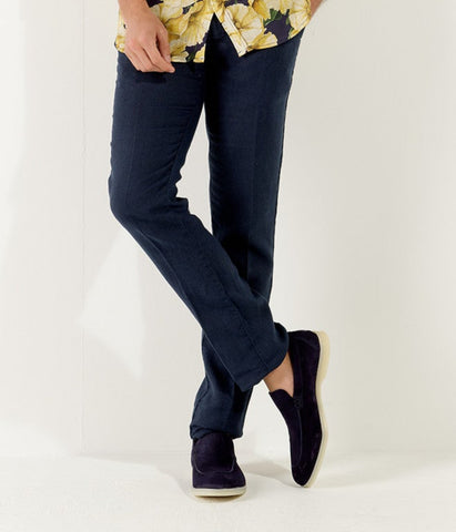 Linen Dylan Pant: Navy Blue