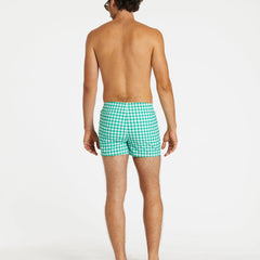 Cabana Swim Trunk: Green Gingham