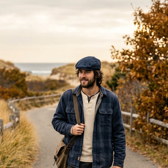 Corduroy Flat Cap: Navy