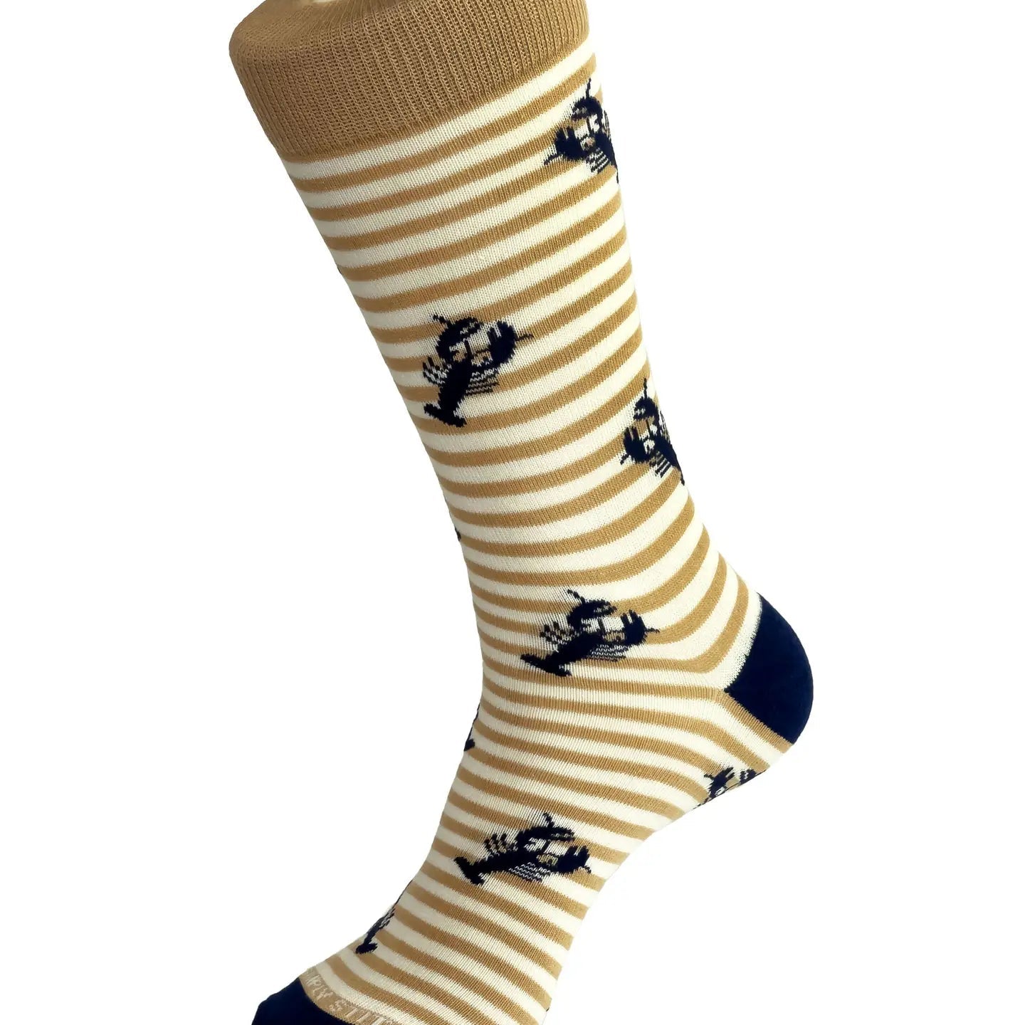 Lobster Stripe Sock: Khaki/White