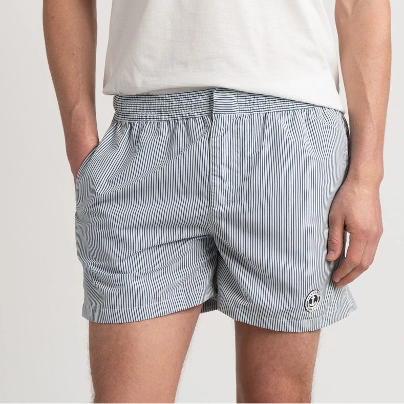 Striped Court ELVIS Swim: White