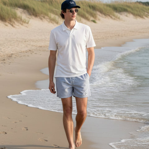 Striped Court ELVIS Swim: White