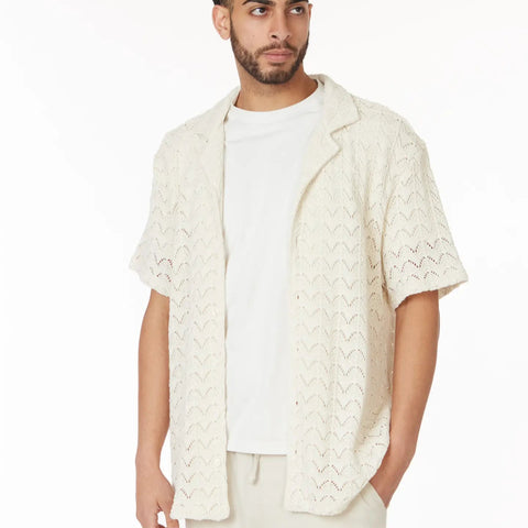 Solid Crochet Shirt S/S: Sand