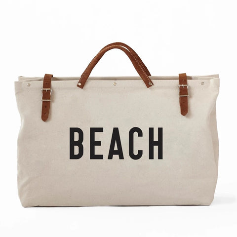 BEACH Canvas Bag: Beige