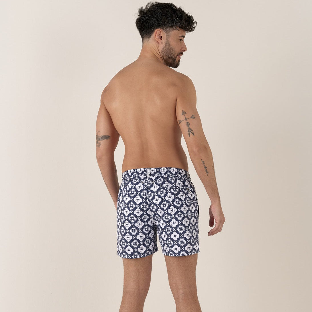 Geometric Print FLORES Swim: Dark Navy