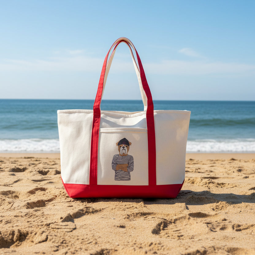 Sailor Boxer Tote: Red Trim
