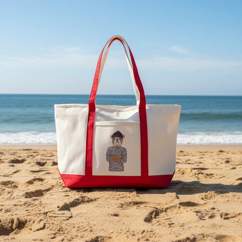 Sailor Boxer Tote: Red Trim