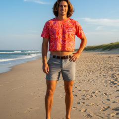 Red Watermarble Crop Top S/S