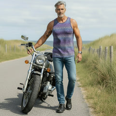 Rainbow Fish Stripes Stretch Tank: Blue