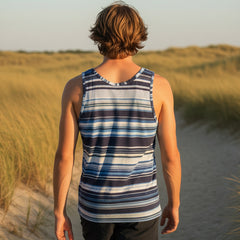 Printed Multi Stripe Tank: Blue