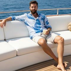 Bliss Floral Linen Shirt L/S: Sky Blue