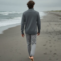 Button Collared Sweater L/S: Slate & Navy