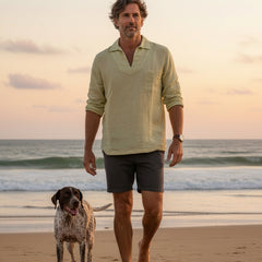 Linen Fisherman's Smock: Gravel
