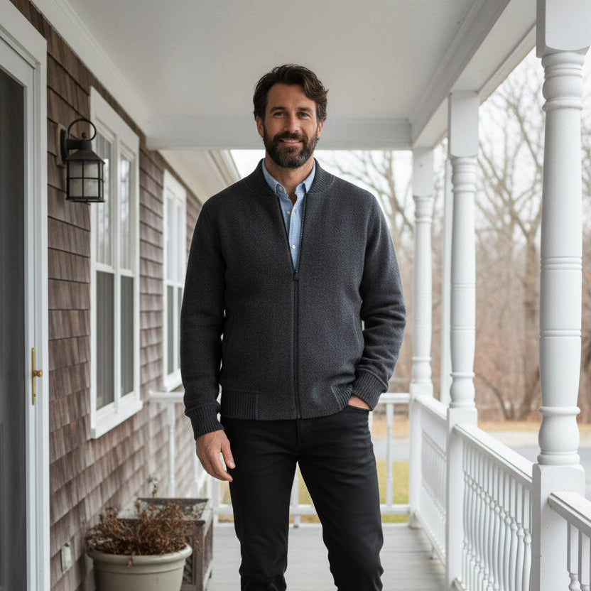 Full Zip Bomber Jacket: Charcoal