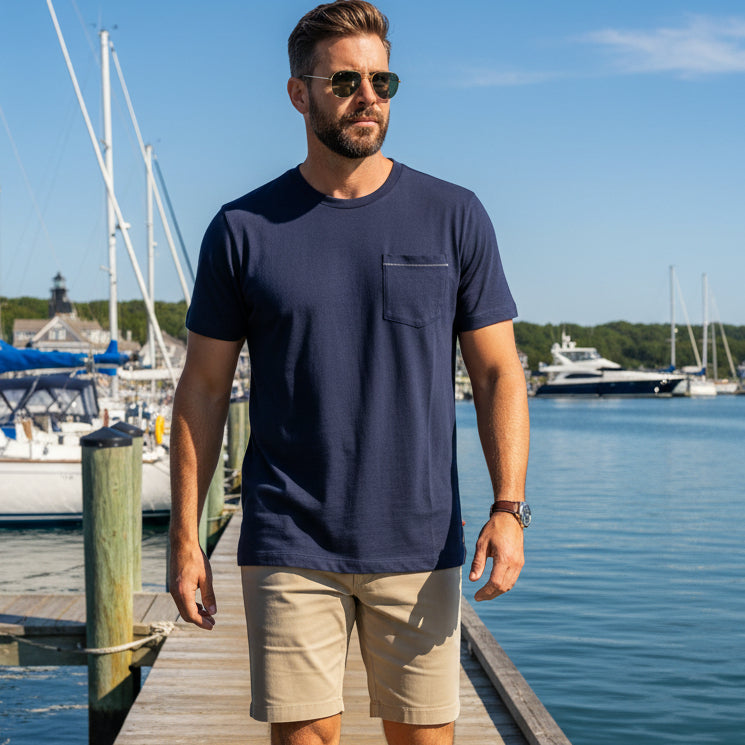 Pocket Slub T-Shirt S/S: Dark Navy