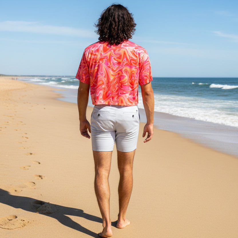 Red Watermarble Crop Top S/S