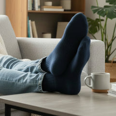 Textured Stripe Socks: Navy
