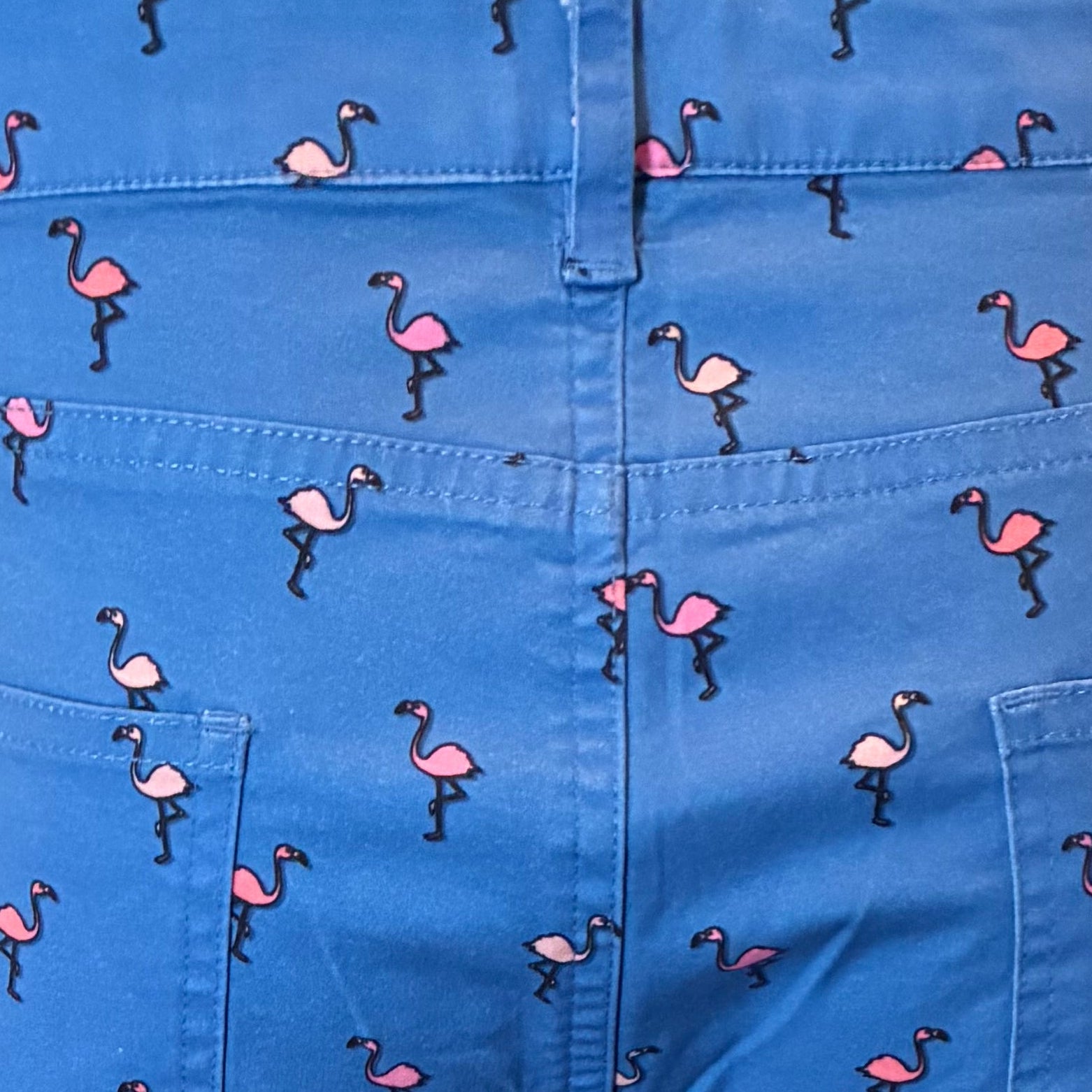 Palm Springs Short: Pink Flamingo on Marine Blue