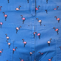 Palm Springs Short: Pink Flamingo on Marine Blue