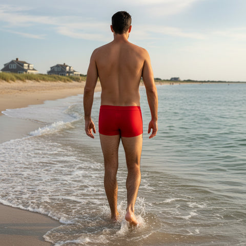 Color-Block Swim Trunk: Black/Sunset
