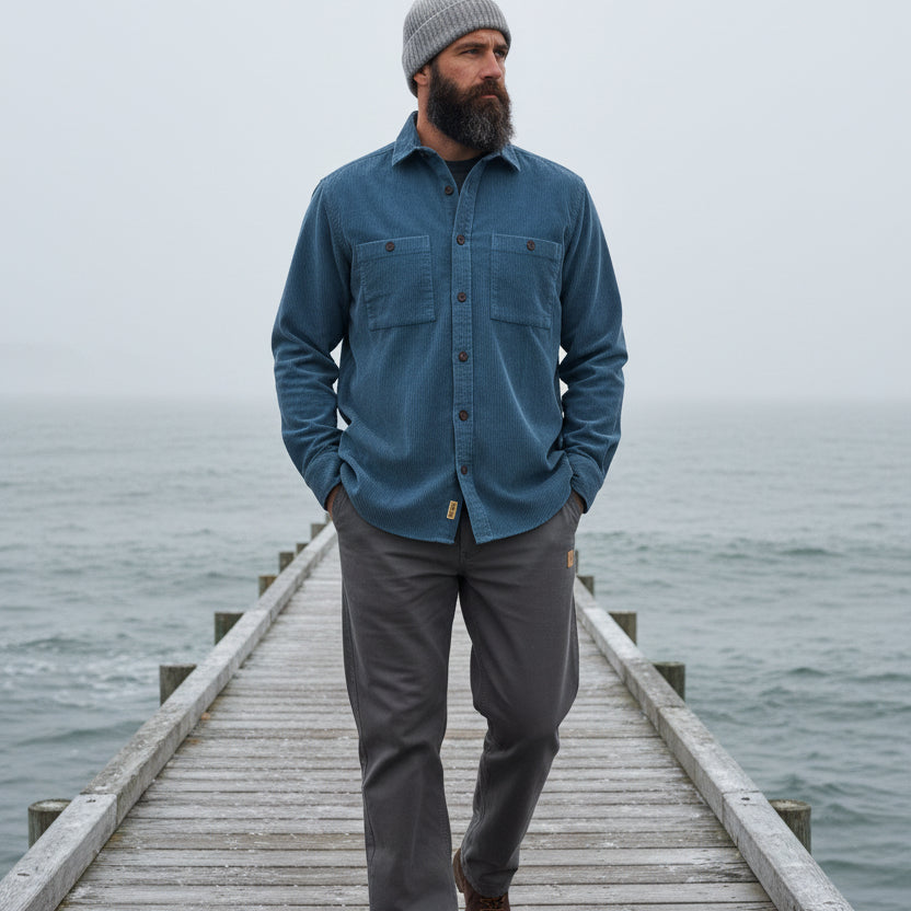 Corduroy Overshirt L/S: Bluefin