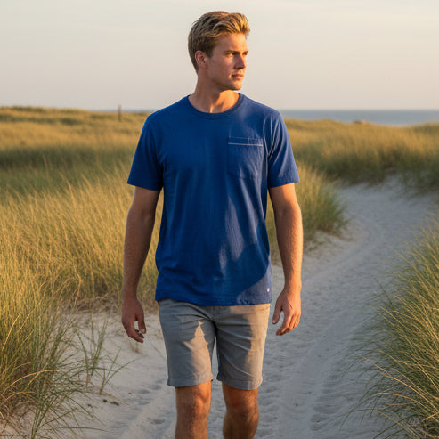 Pocket Slub T-Shirt S/S: Blue Work