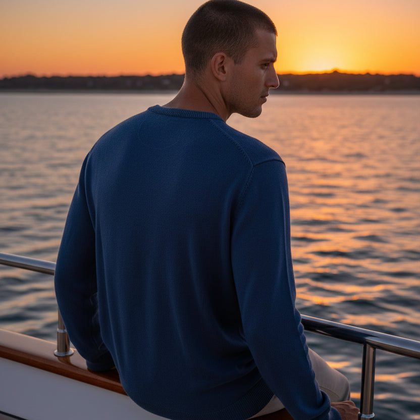 Crew Neck Maximus Sweater L/S: Denim Blue