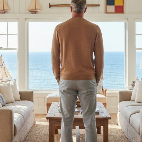 Michal Wool/Cashmere Crew Neck Sweater: Camel