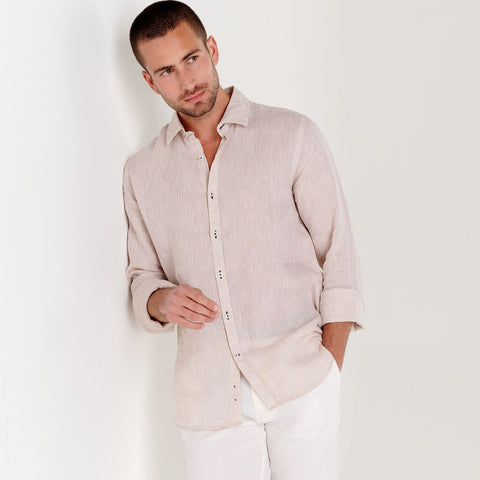 Linen Jonas Shirt L/S: Beige