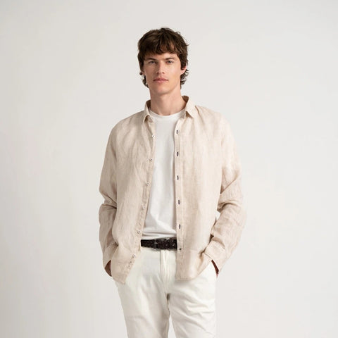 Linen Jonas Shirt L/S: Beige