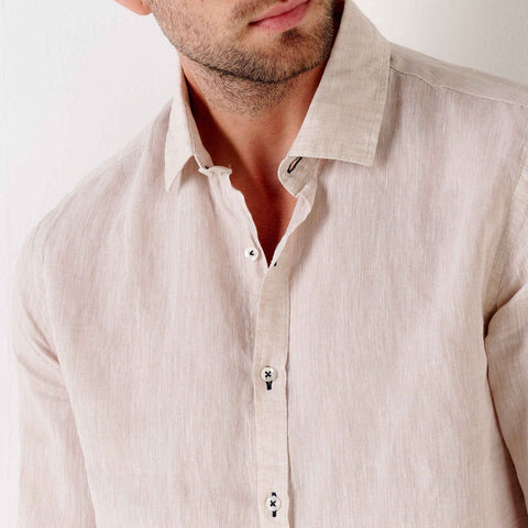 Linen Jonas Shirt L/S: Beige