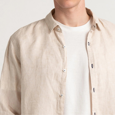Linen Jonas Shirt L/S: Beige