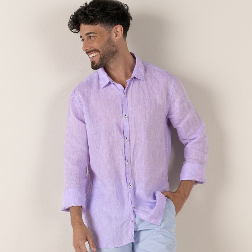 Linen Jonas Shirt L/S: Lilac