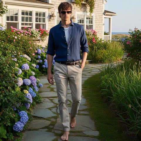 Linen Jonas Shirt L/S: Navy