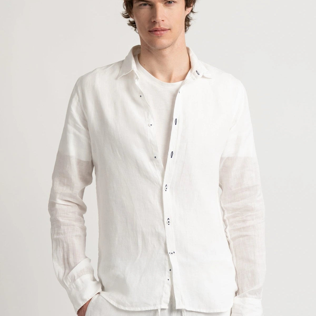 Linen Jonas Shirt L/S: White