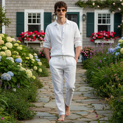 Linen Jonas Shirt L/S: White