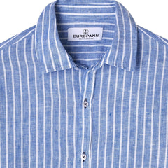 Kris Stripe Linen Shirt L/S: Blue