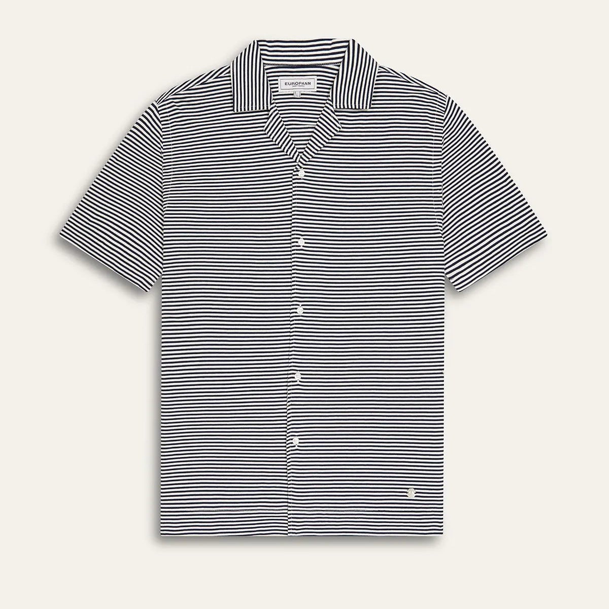 Luc Striped Jersey Shirt S/S: Navy