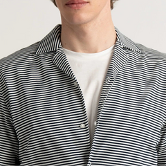 Luc Striped Jersey Shirt S/S: Navy