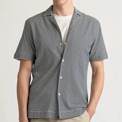 Luc Striped Jersey Shirt S/S: Navy